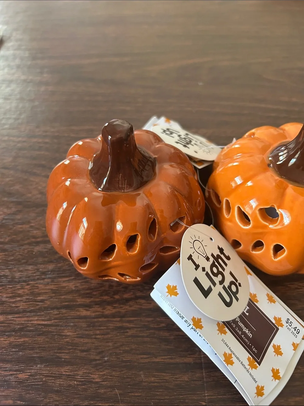 Hobby Lobby Ceramic Pumpkin Lanterns in Orange, Cream and Brown